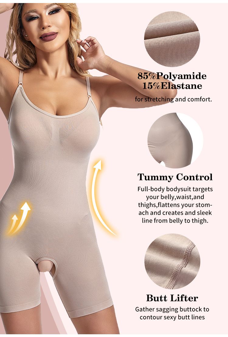 Posparum Bauchformender Bodysui Bu Lif Wais Cincher Nahtloses Plus Size Camisole Boxer Shorts Offener Schritt_voghion.com