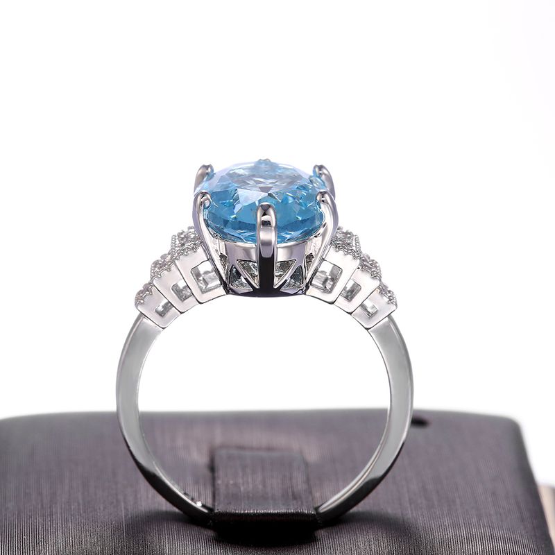 Huitan Kvinnelig Lys Himmelblå Vielsesring Solitaire Band Oval Forlovelsesfest Kvinnersmykker Skinn CZ Stein Beste Gave_voghion.com