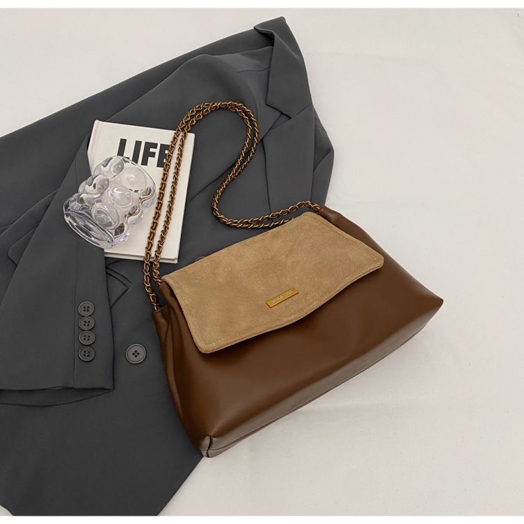 Borsa a tracolla con catena da postino alla moda 2024, opaca per donna, grande capacità, elegante borsa tote da viaggio_voghion.com