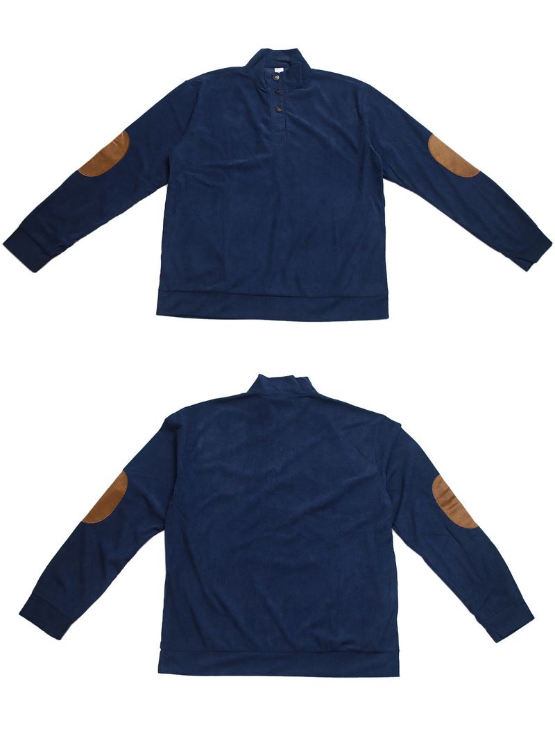 Camicia da uomo in velluto a coste con colletto rialzato - Top casual retrò a maniche lunghe_voghion.com