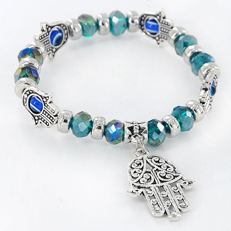 Ornament Fatima Palm Devil's Eye Beaded Bracelet Trendy Versatile Bangle Hot Sale_voghion.com