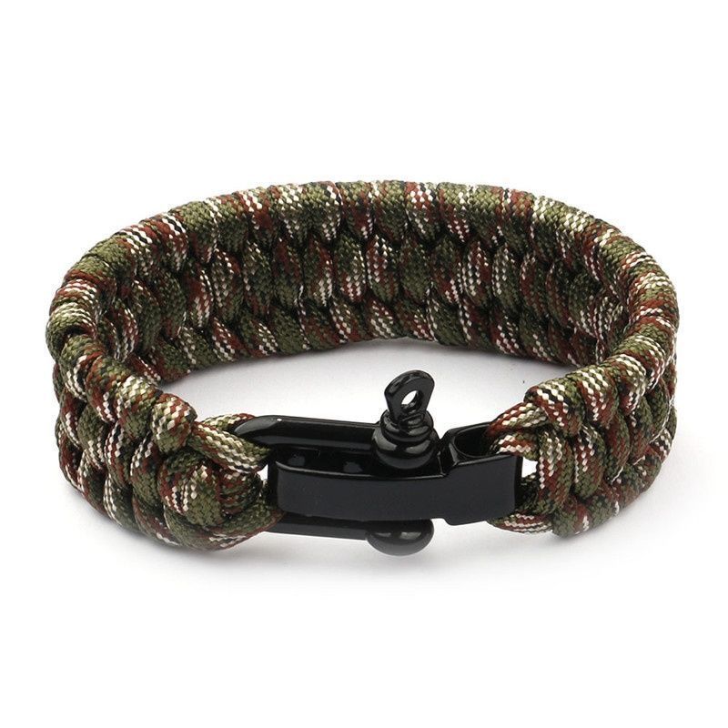 Brede versie Hand touw Buiten klimmen Kamperen Noodgevallen Zeven-aderig paracord Gevlochten U-vormige verstelbare gesp SOS_voghion.com