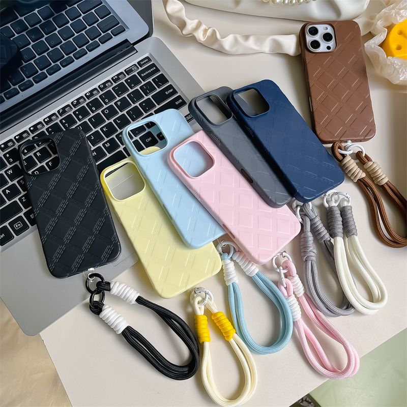 Custodia per telefono antiurto con cordino in pelle di lusso per iPhone 16 15 14 13 12 Pro Max, protezione per fotocamera, cover posteriore_voghion.com