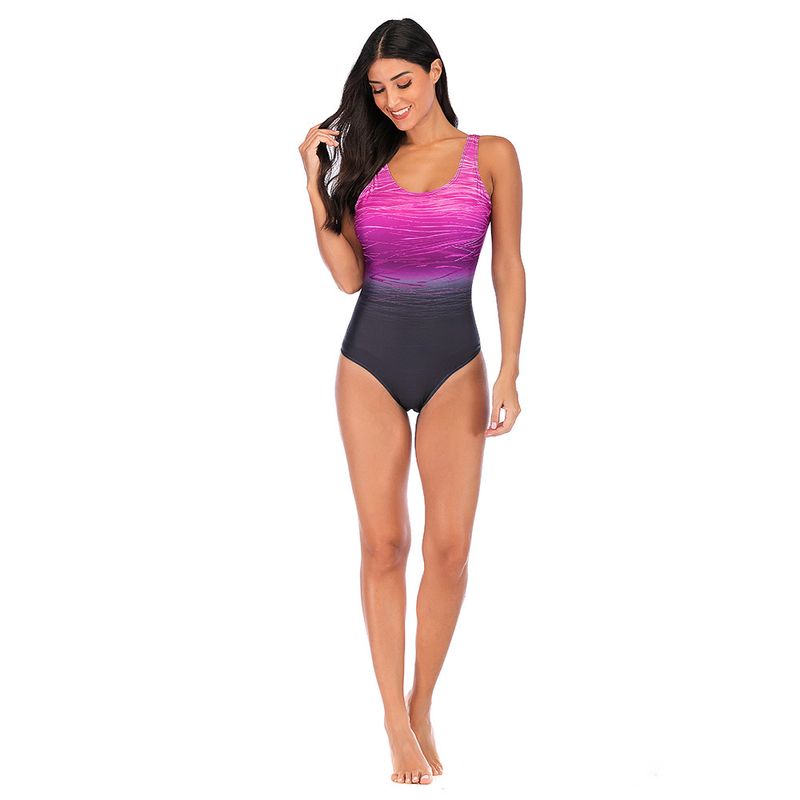 Fourniture de vêtements pour femmes en maillot de bain bikini sexy à dégradé d'ondulations d'eau durable, maillot de bain dos nu à haute élasticité_voghion.com