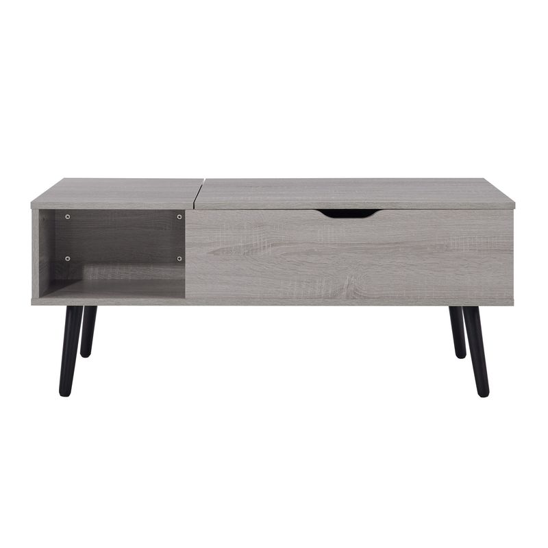 39" Wood Lift Top Coffee Table With Hidden Compartment And Storage Shelf For Living Room, Reception Room, Grey_voghion.com
