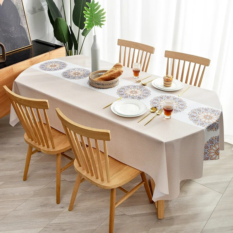 Printed Waterproof Tablecloth Anti-scalding Thickened Rectangular Home Party Dining Room Furnishings_voghion.com