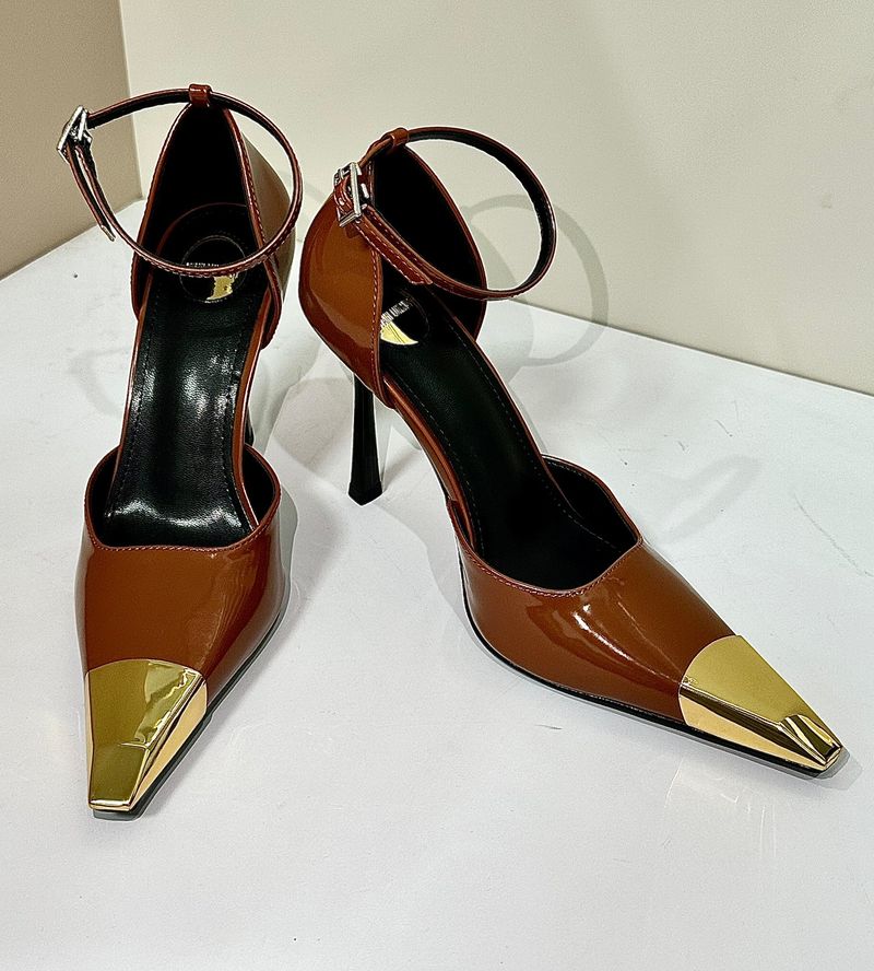 Hoge hakken dames stiletto hakken sandalen lente zomer nieuw metaal ijzer puntige dunne hoge hak enkele schoenen afslankend ondiepe mond gesloten teen achterkant_voghion.com