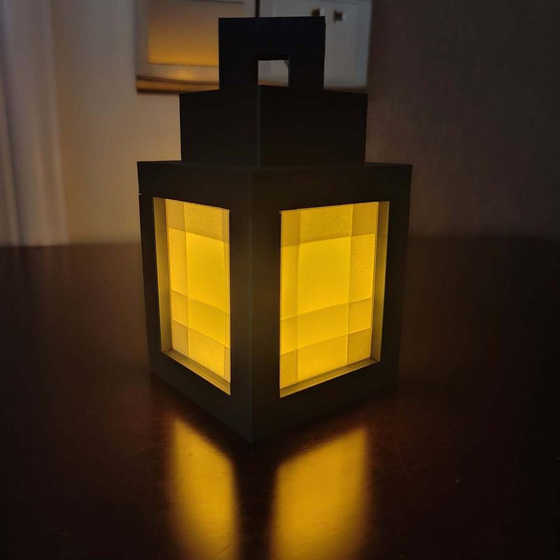 Minecraft Game Peripheral 3D Printed Small Lantern Creative Pixel Bedside Torch Lamp_voghion.com
