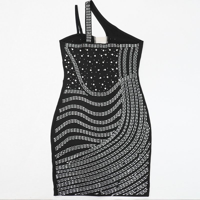 ny modell sned axel varm diamant omlott höft ärmlös klänning för kvinnor bubbla pärla stil_voghion.com