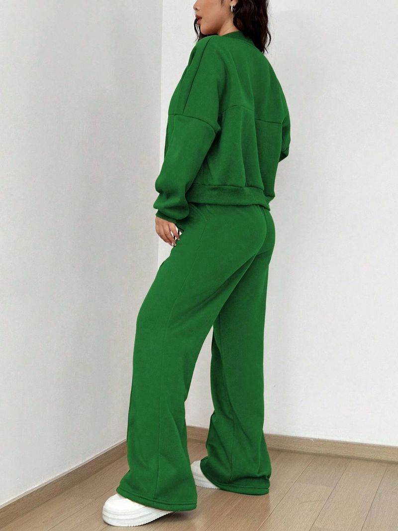 Women's Stylish Zip-Up Hoodie & Pants Two-Piece Set - Slim Fit Fall Winter Outfit In Solid Colors (Grey, Black, Beige, Green, Pink)_voghion.com