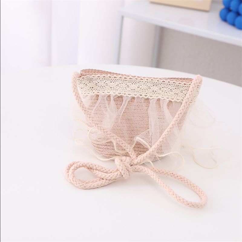 Set di borse di paglia per bambini, parasole per donne, protezione solare, cappello da spiaggia in rete, estivo da principessa_voghion.com