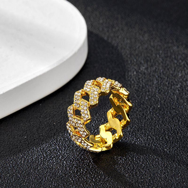 Jauns personalizēts sakausējuma gredzens unisex dimanta rotaslietas luksusa stilā, modes nišas rotaslietas_voghion.com