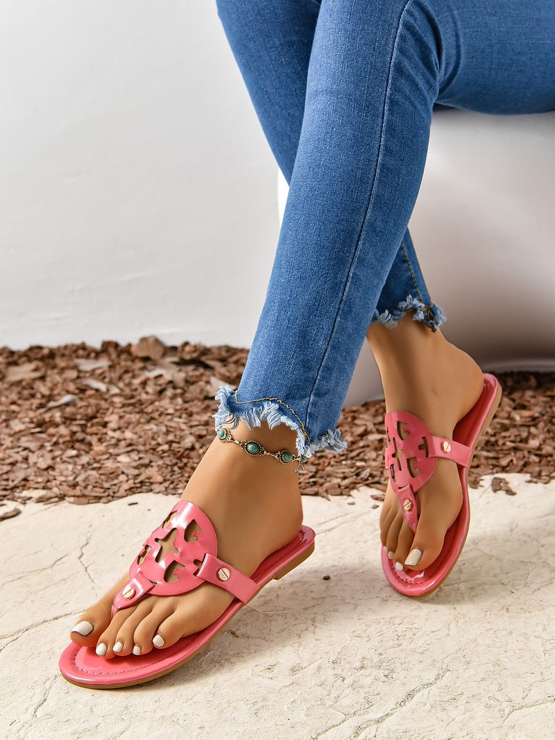 Clip-toe Beach Style Women's Soft Bottom Plus Size Herringbone Flip-flops_voghion.com