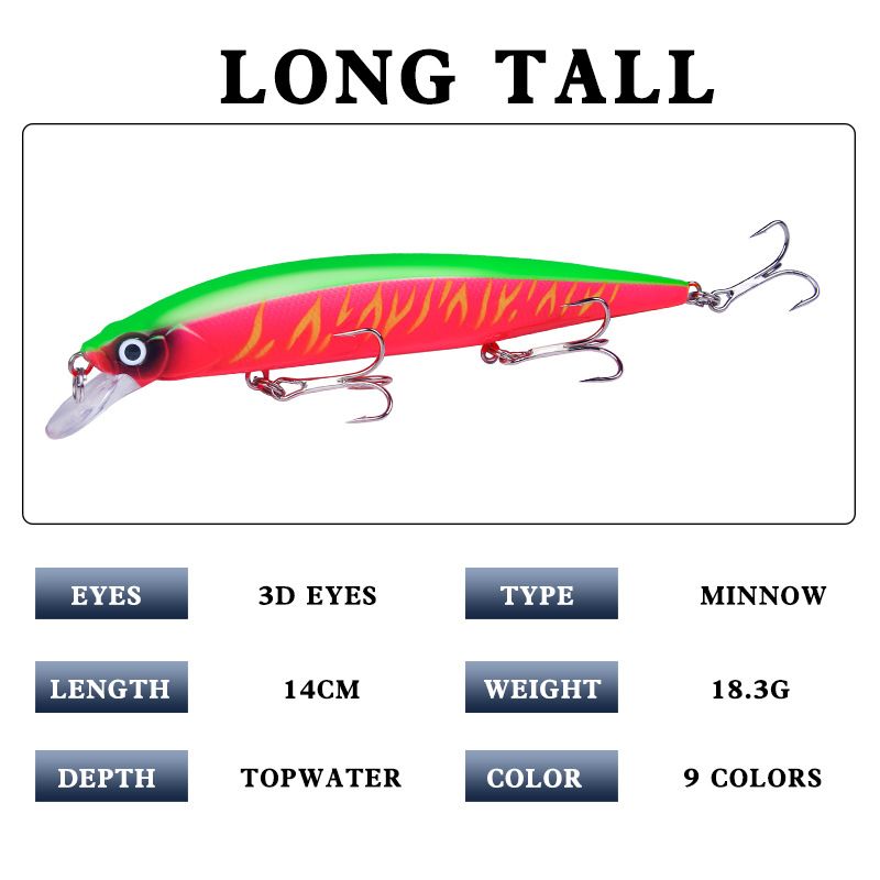 Lure Bait 14cm/18.3g Long Distance Lead Floating Minnow Bait Simulation Bait Hard Bait Bait For Perch_voghion.com