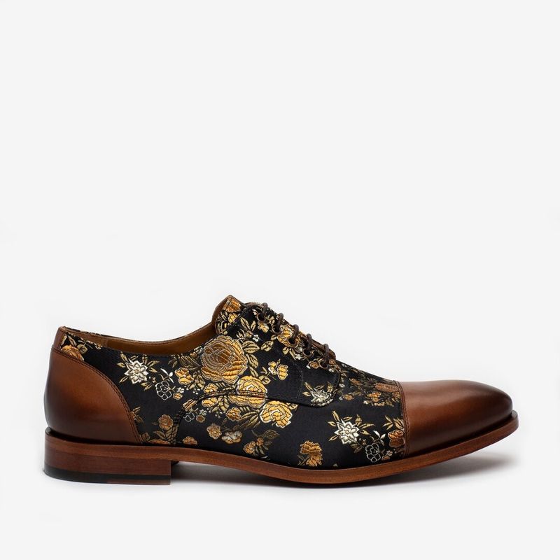 Scarpe da uomo casual basse, di grandi dimensioni, adatte a tutte le stagioni, in tessuto floreale, con punta tonda, tacco basso e lacci anteriori, stile nuovo._voghion.com