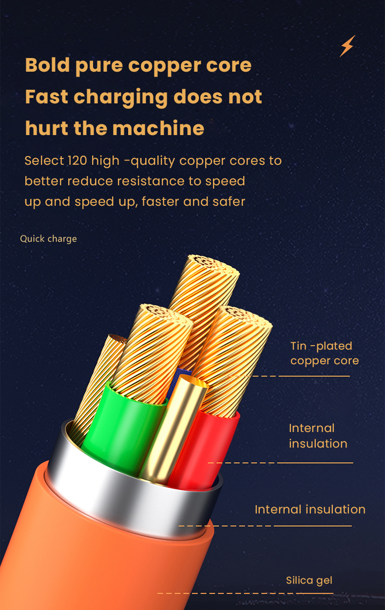 Câble de chargement rapide USB 2 en 1 3 en 1 6A 120W, câble de chargement Micro USB type-c à 8 broches pour iPhone, Huawei, Samsung X_voghion.com