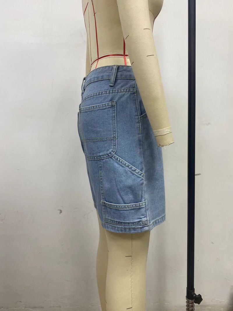 Women's Straight Leg Cargo Jeans - Classic Washed Denim Pants With Utility Pockets Streetwear Casual Trousers_voghion.com