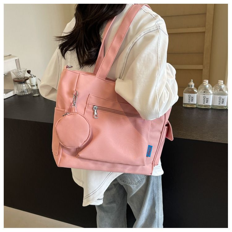 New Solid Color Canvas Bag Large Capacity Single Shoulder Bag Handheld Student Versatile Tote Bag Crossbody Bag_voghion.com