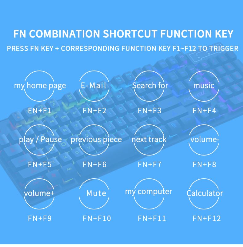 104 Keys Mechanical Wired Gaming Keyboard For Laptop Desktop Ergonomics RGB Backlit LED Keycaps PC Accessories_voghion.com