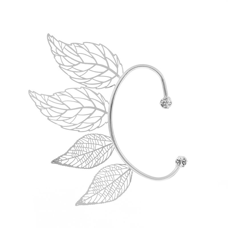 Minimalistische Mode funkelnde hohle Blattmanschetten, trendige Ohrclips ohne Piercing, Ohrringe, Zubehör_voghion.com