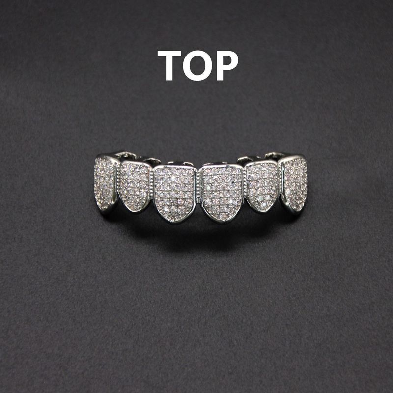 Apparecchio per Hip Hop, micro intarsi in zircone di rame con placcatura in oro vero, decorazione per denti che non sbiadisce, esagerato_voghion.com