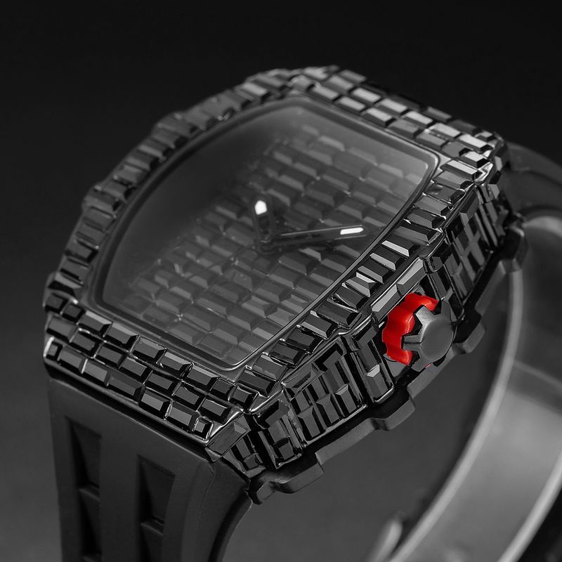 MISSFOX Watch, Popular Wine Barrel Type T Square Diamond In Europe And America, Personalized Fashion Hip-hop Silicone Strap Watch_voghion.com