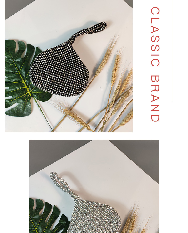 Retro full diamond mine bag triangular round portable dinner small bag women's portable soft bag flash diamond dumpling handbag_voghion.com