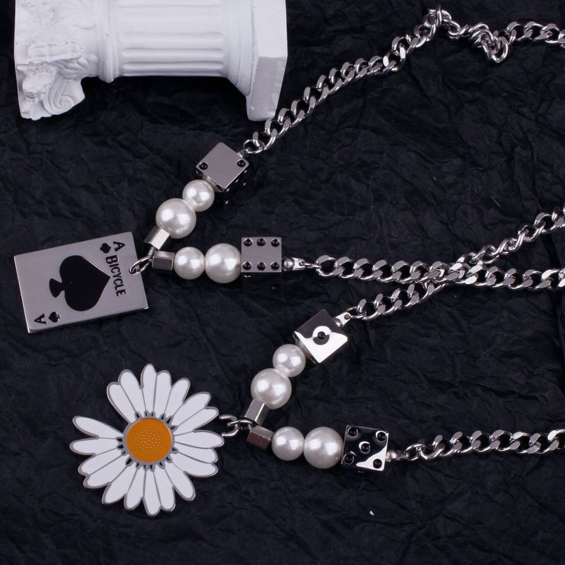 National Tide Primavera e Estate Nuovo Perla Dadi Lettera Design Titanio Acciaio Spade A Collana High Street Style Uomo E Donna Accessori_voghion.com