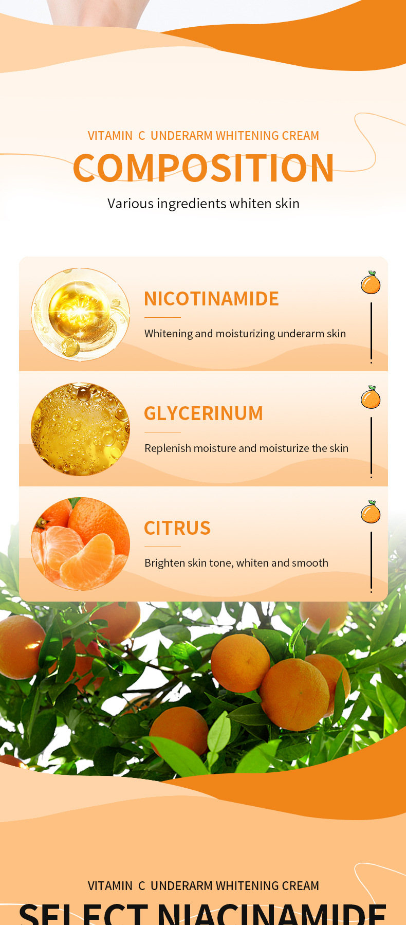 VC Achselwäisscreme SADOER Vitamin C Gläichméisseg Haut Kierperpfleegcreme_voghion.com