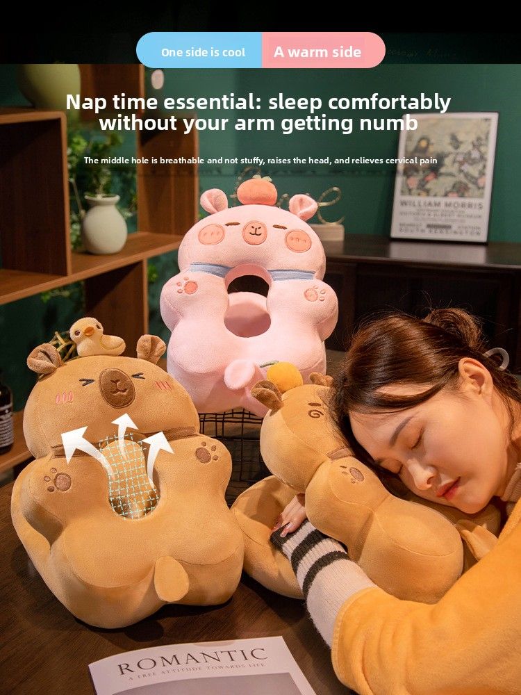 Cuscino per dormire in seta ghiacciata per bambini, per studenti delle scuole elementari, Kapibara Office Nap Artifact_voghion.com
