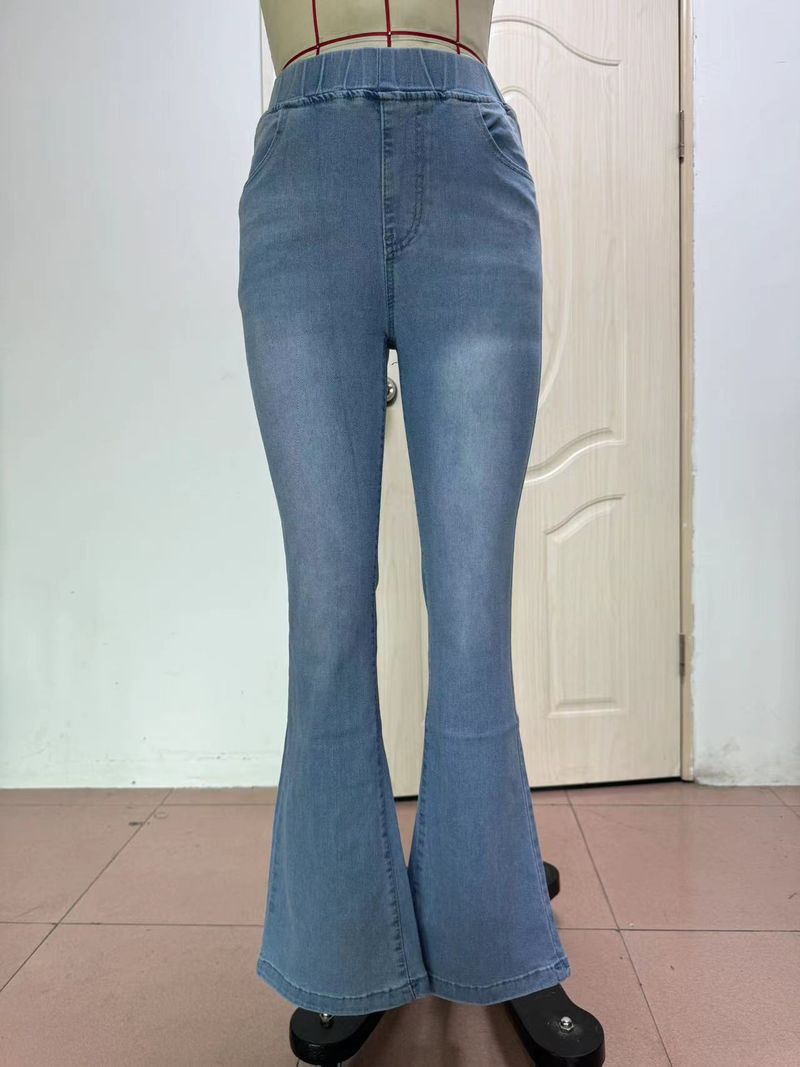 Abbigliamento da donna Jeans elasticizzati di alta qualità con vita elasticizzata e pantaloni attillati con micro pull e sollevamento dei glutei_voghion.com