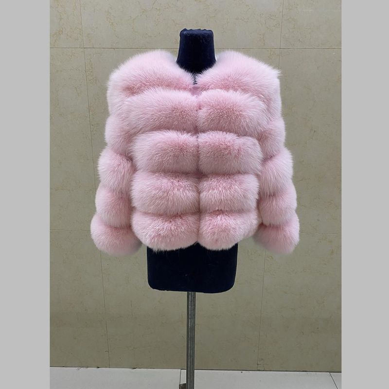 Luxury Fox Fur Coat Women's Winter Fashion Outerwear Short Jacket With Natural Fox Fur Trim, Elegant And Warm, Multiple Colors Available_voghion.com