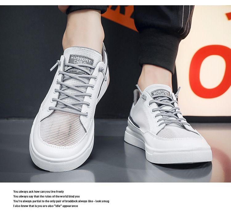 Sommer Atmungsaktives Mesh Canvas Herren Student Trendy Vielseitige weiße Schuhe Dicke Sohle Sport Casual Sneakers Herren_voghion.com