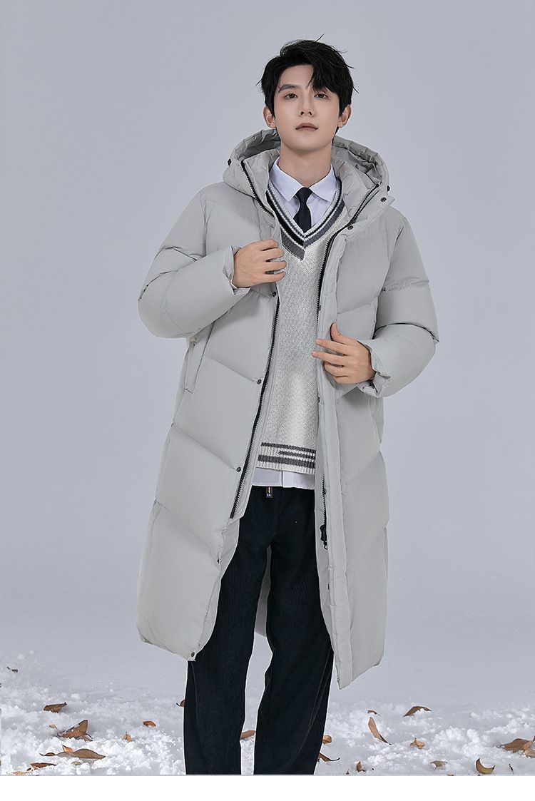 Parka für extrem kaltes Wetter für Herren – 700FP Premium-Daunenjacke mit abnehmbarer Kapuze (Gletschergrau/Schwarz, S-5XL, winddichtes und wasserabweisendes Außenmaterial)_voghion.com