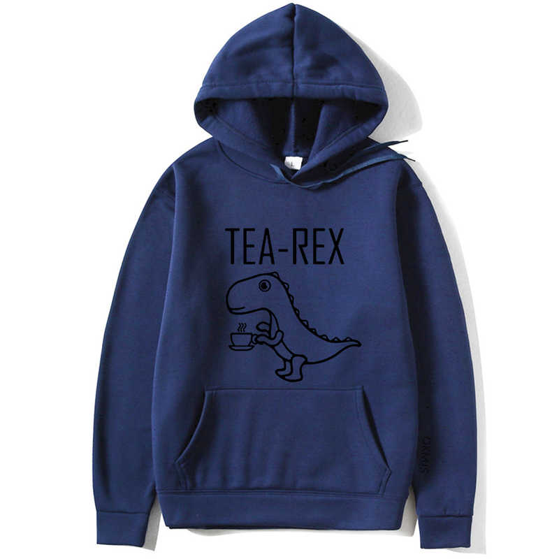 Nuovo simpatico dinosauro che beve caffè Maglioni da uomo e da donna con cappuccio di tendenza di strada_voghion.com