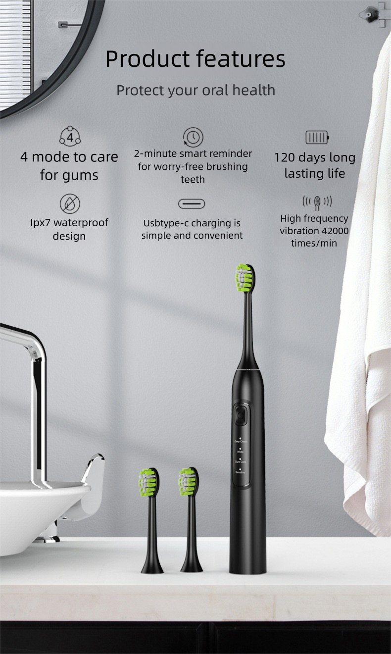 Ultrasonic Electric Toothbrush - Soft Bristles | Adults Portable | Home & Travel_voghion.com