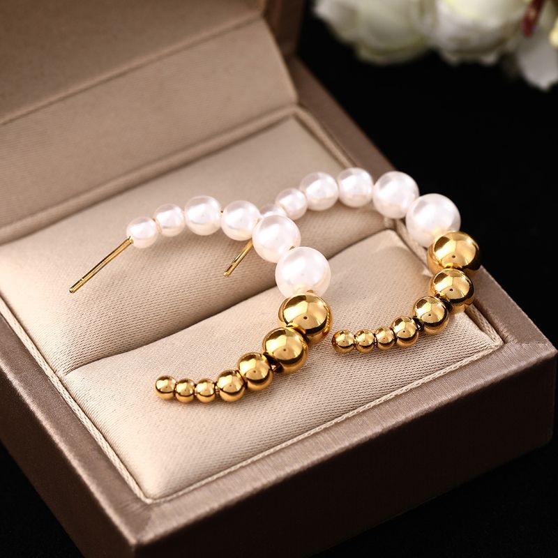 New Fashion Trend Creative C-shaped Non Fading For Women In Cool Minimalist Style With Beaded And Earrings_voghion.com