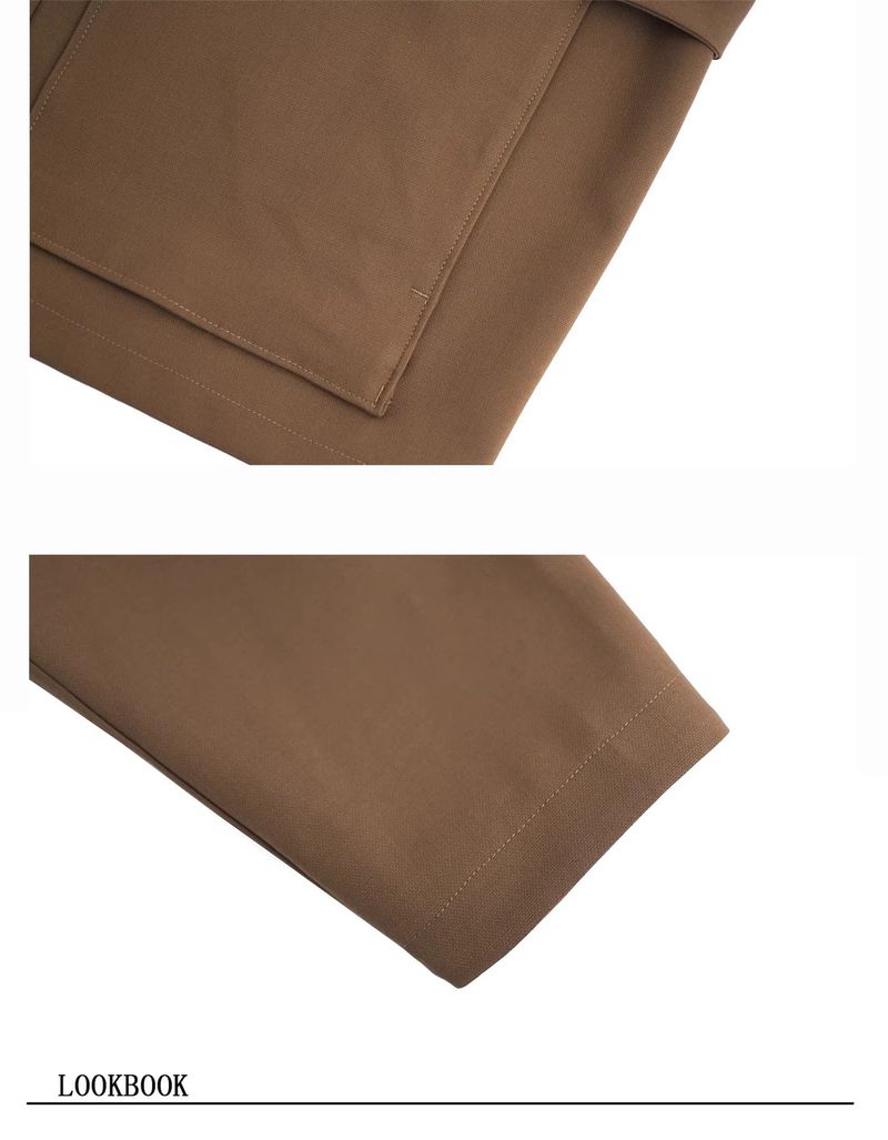 Bruine werkkleding corduroy patchwork kraag raglanmouwen heren korte jas_voghion.com