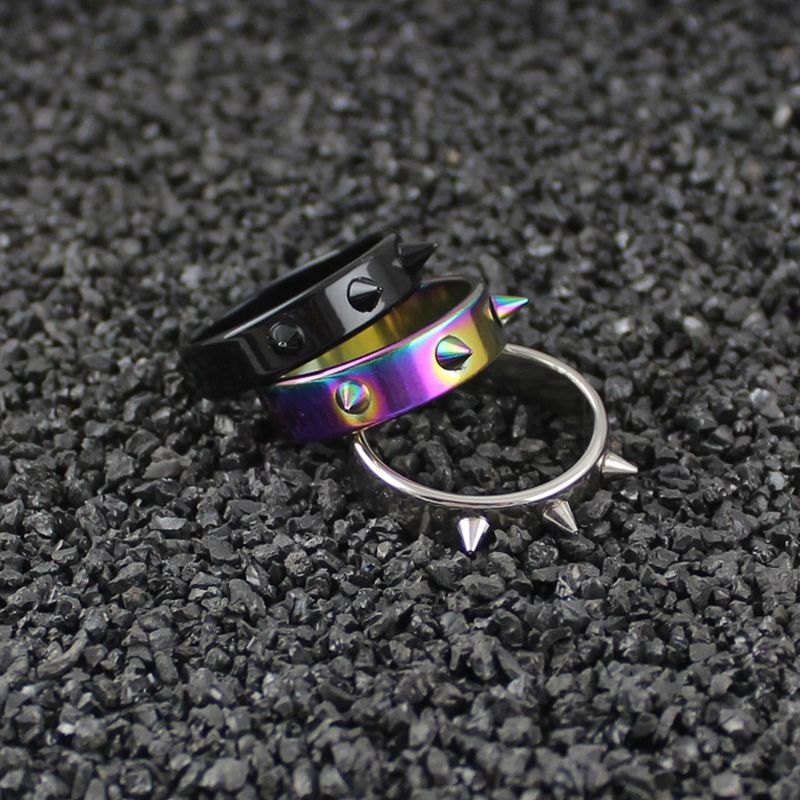 Klaar Voorraad Staal Spiked Rivet Kegel Zelfverdediging Spijker Gebarsten Ringen Doornkop Mannen Vrouwen Punk Stijl Ring Halloween Cadeau Accessoire_voghion.com
