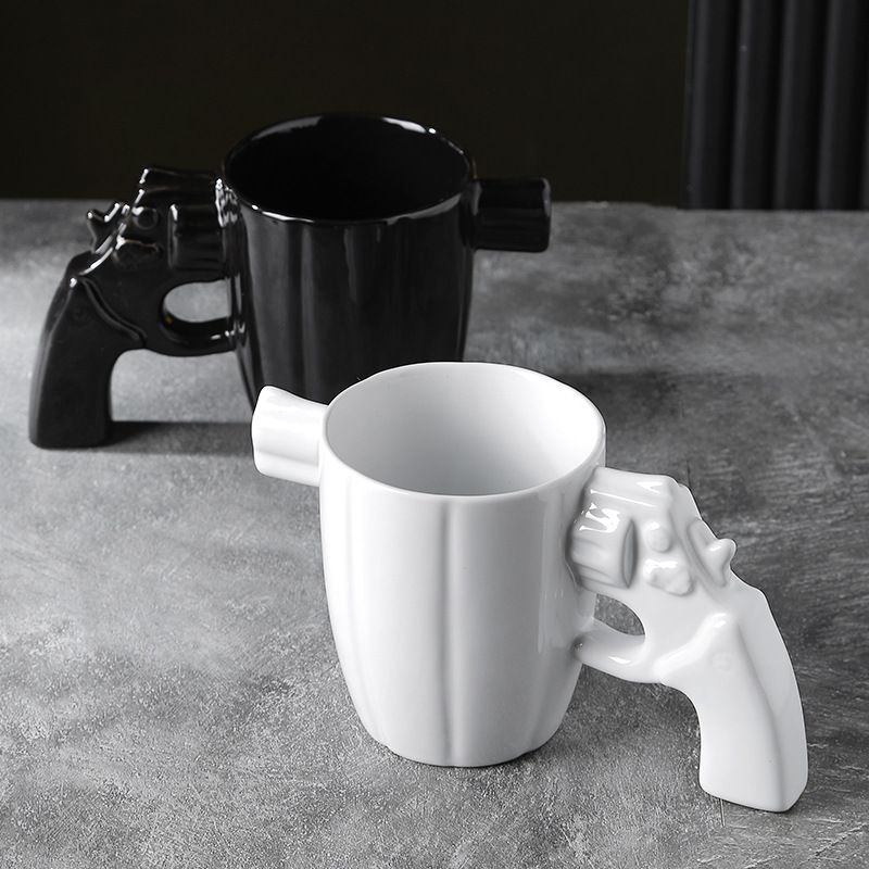 Creative Revolver Ceramic Explosion-proof Military Style Mug Personalized Shape Coffee Large Capacity Water Cup_voghion.com