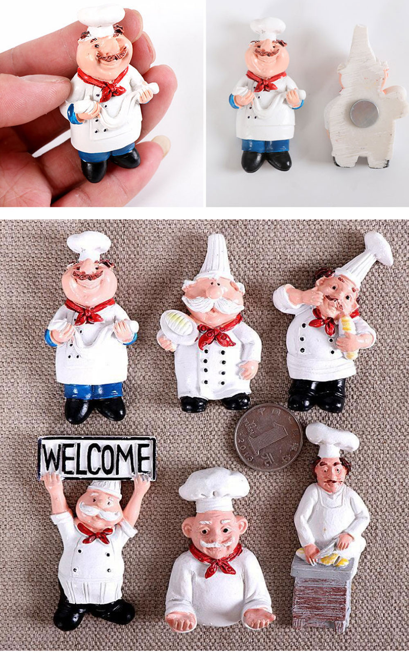 Criativo dos desenhos animados 3d pão chef mensagem decoração de casa geladeira ímã decoração presente para cozinha_voghion.com