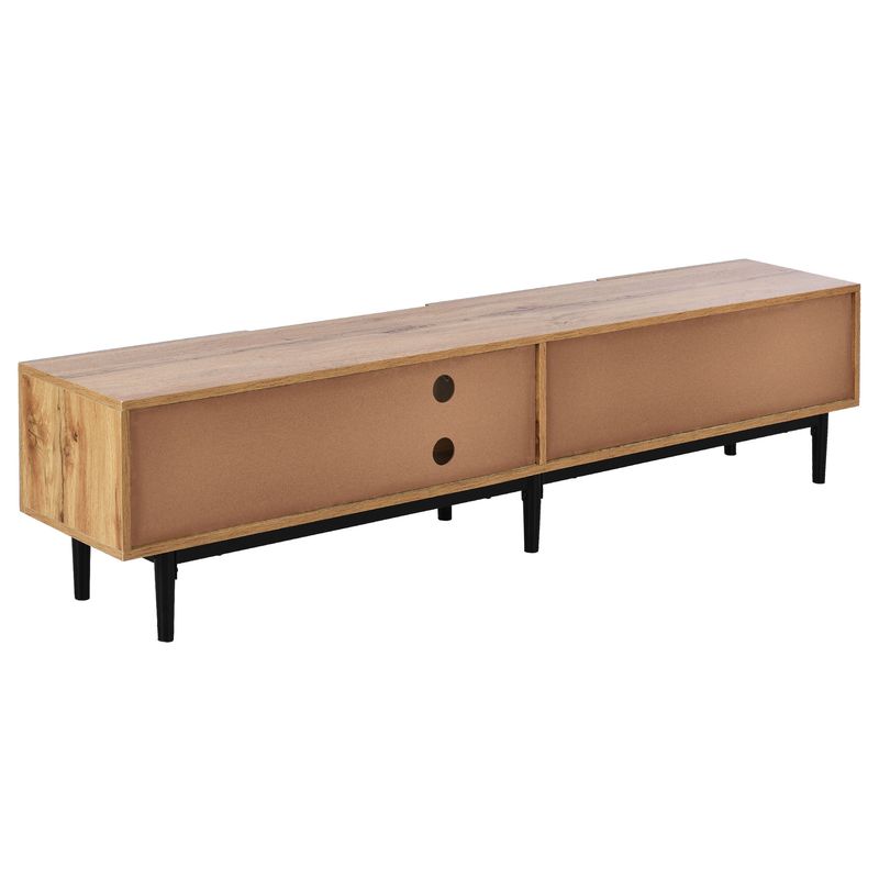 Meuble TV moderne avec finition grain de bois, éclairage LED réglable, 175 L x 31 l x 41 H cm_voghion.com