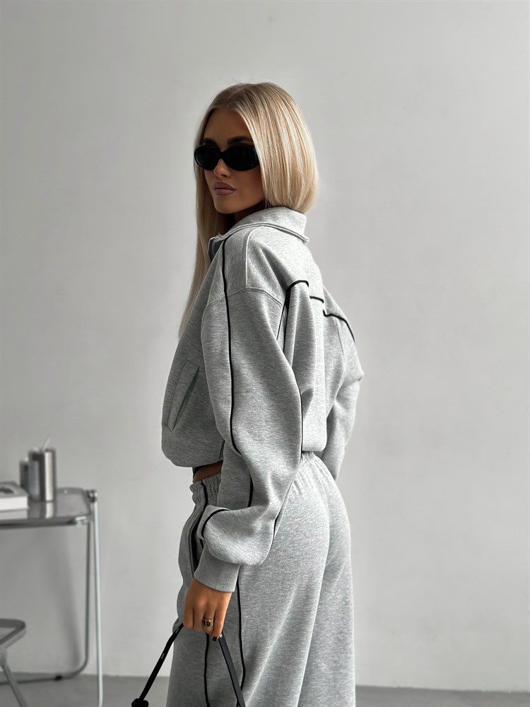 Women's Casual Streetwear Set – Zip-Up Hoodie & Drawstring Jogger Pants, Breathable Polyester Blend(S-XL, Solid Colors, Trendy Athleisure)_voghion.com