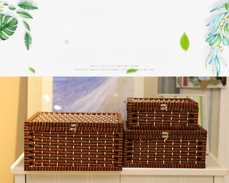Japanese Style Desktop Woven Miscellaneous Items, Rattan Basket For Cosmetics, Toys, Books, Underwear Storage Box_voghion.com