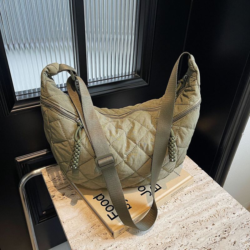 Women's high-end armpit autumn and winter new diamond grid down cotton jacket bag, student versatile single shoulder_voghion.com