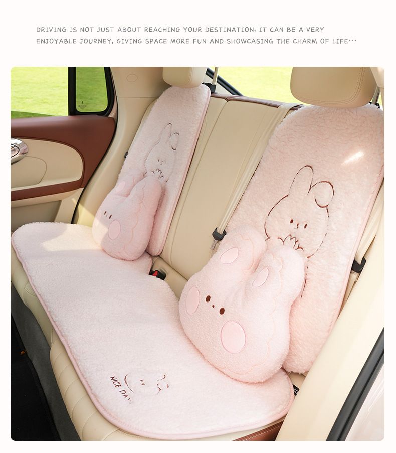 Steamed rabbit car cushion autumn and winter plush cartoon car seat cushion non-slip comfortable car seat cushion_voghion.com