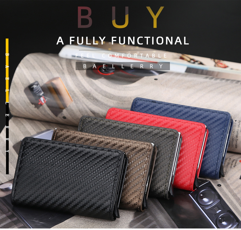 Borsa a quadretti Baellerry Scatola in metallo e alluminio Copertina automatica per carte pop Portafoglio da uomo RFID da donna_voghion.com
