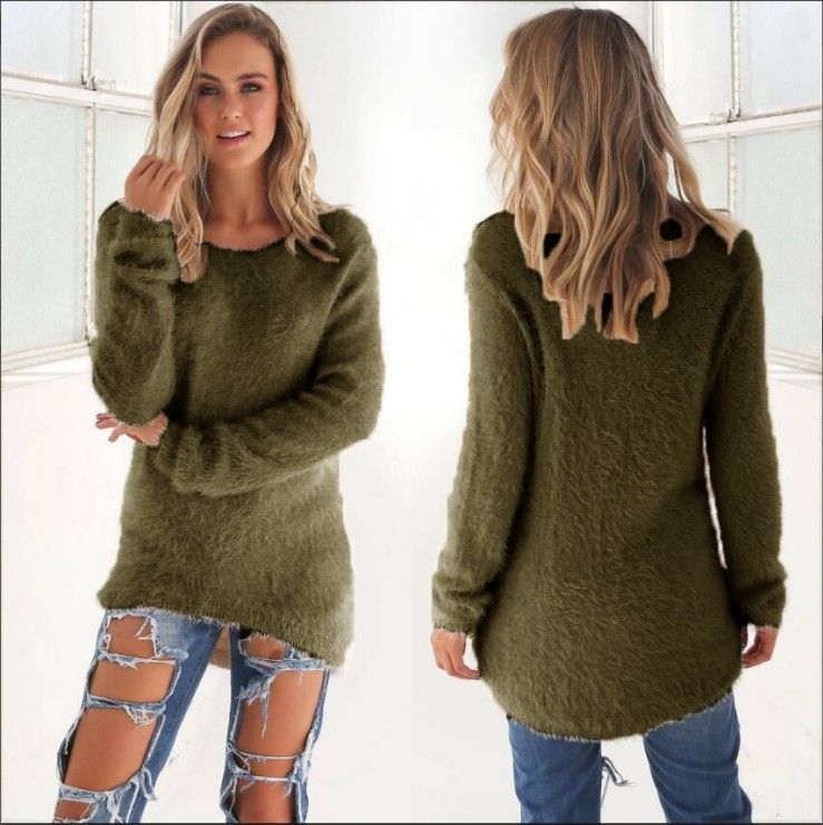 Langärmliges, lässiges Pullover-Oberteil für Damen – weiche Baumwollmischung, lockere Passform, Rundhalsausschnitt, mehrere Farben und Größen (S-5XL)_voghion.com