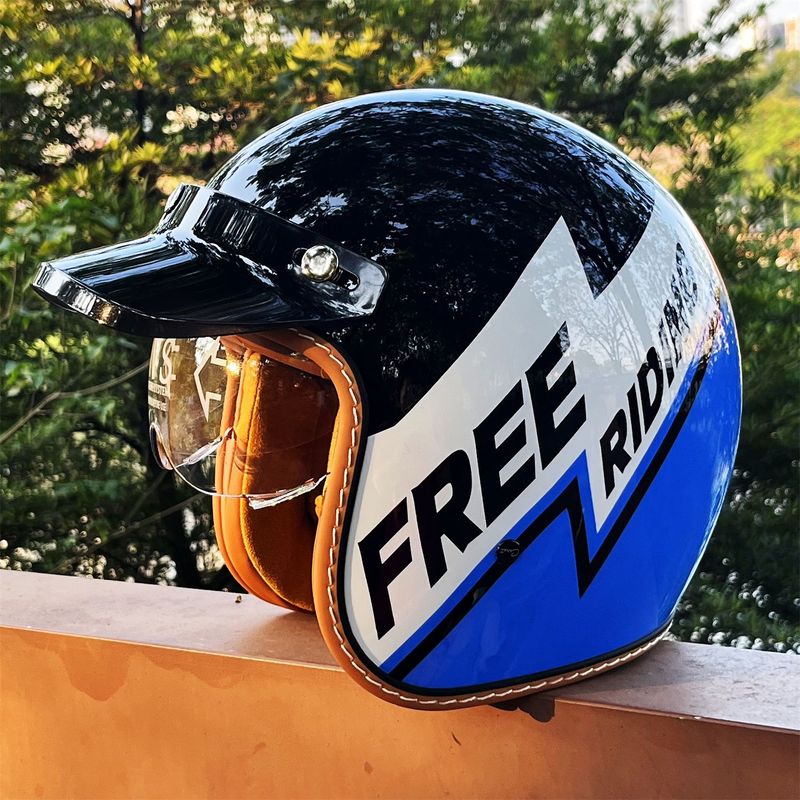 Nuovo casco da moto 3/4 certificato DOT 3C per veicoli elettrici con lente integrata C500_voghion.com