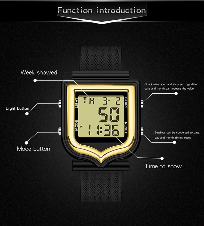 Reloj electrónico deportivo luminoso resistente al agua para correr para hombre Reloj de moda para hombre_voghion.com
